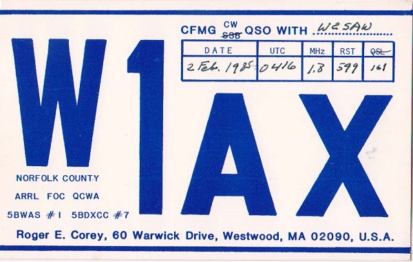 W1AX - Roger E. Corey