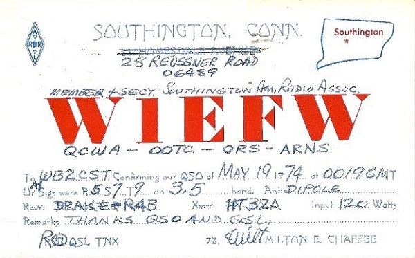 W1EFW - Milton E. 'Milt' Chaffee