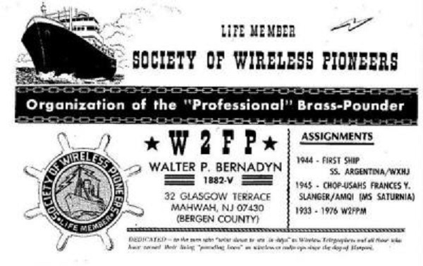 W2FP - Walter P. 'Walt' Bernadyn