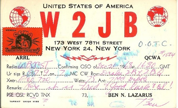 W2JB - Benjamin N. Lazarus