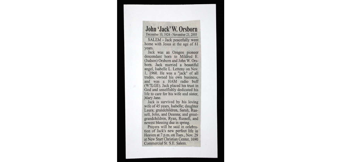 W7LGE - John W. 'Jack' Orsborn