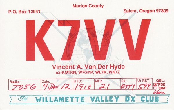 K7VV - Vincent A. 'Vince' Van Der Hyde