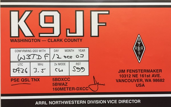 K9JF - James E. 'Jim' Fenstermaker K9JF - James E. 'Jim' Fenstermaker